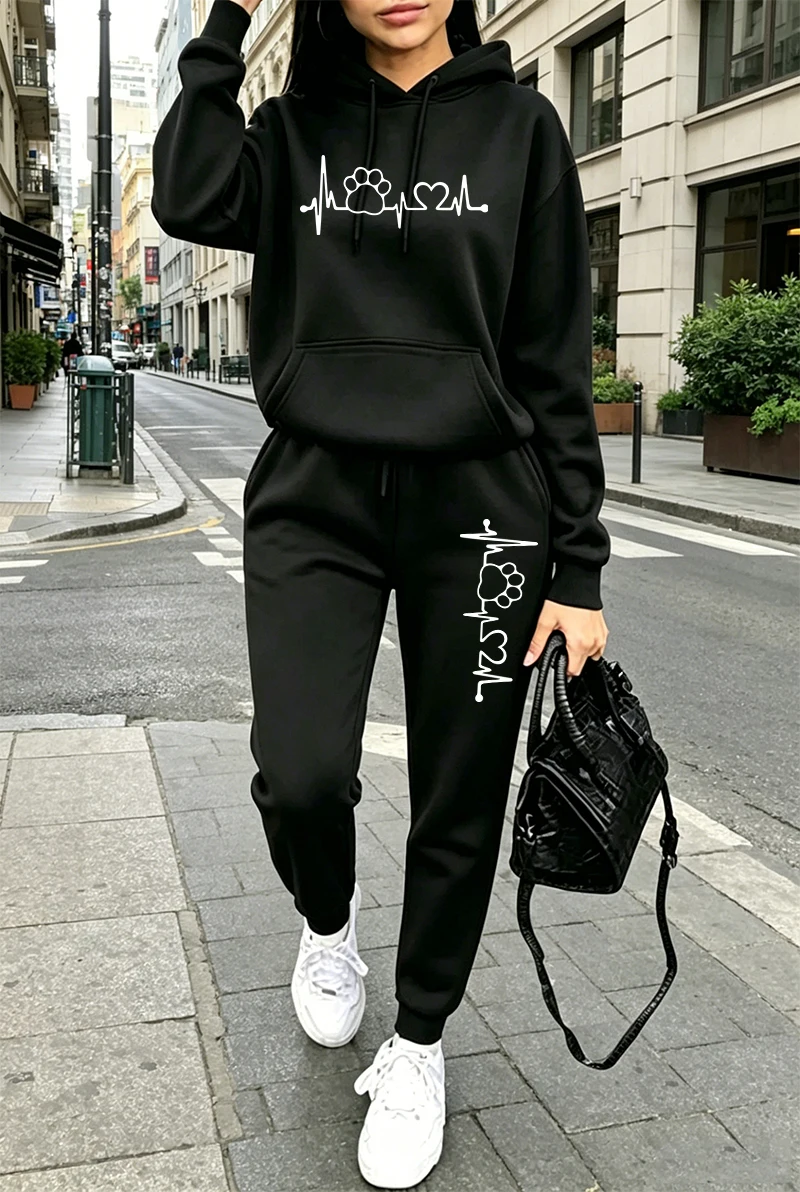 Winter Clothing For Women - 2026 Womens Tracksuit Printing Casual Hoodie