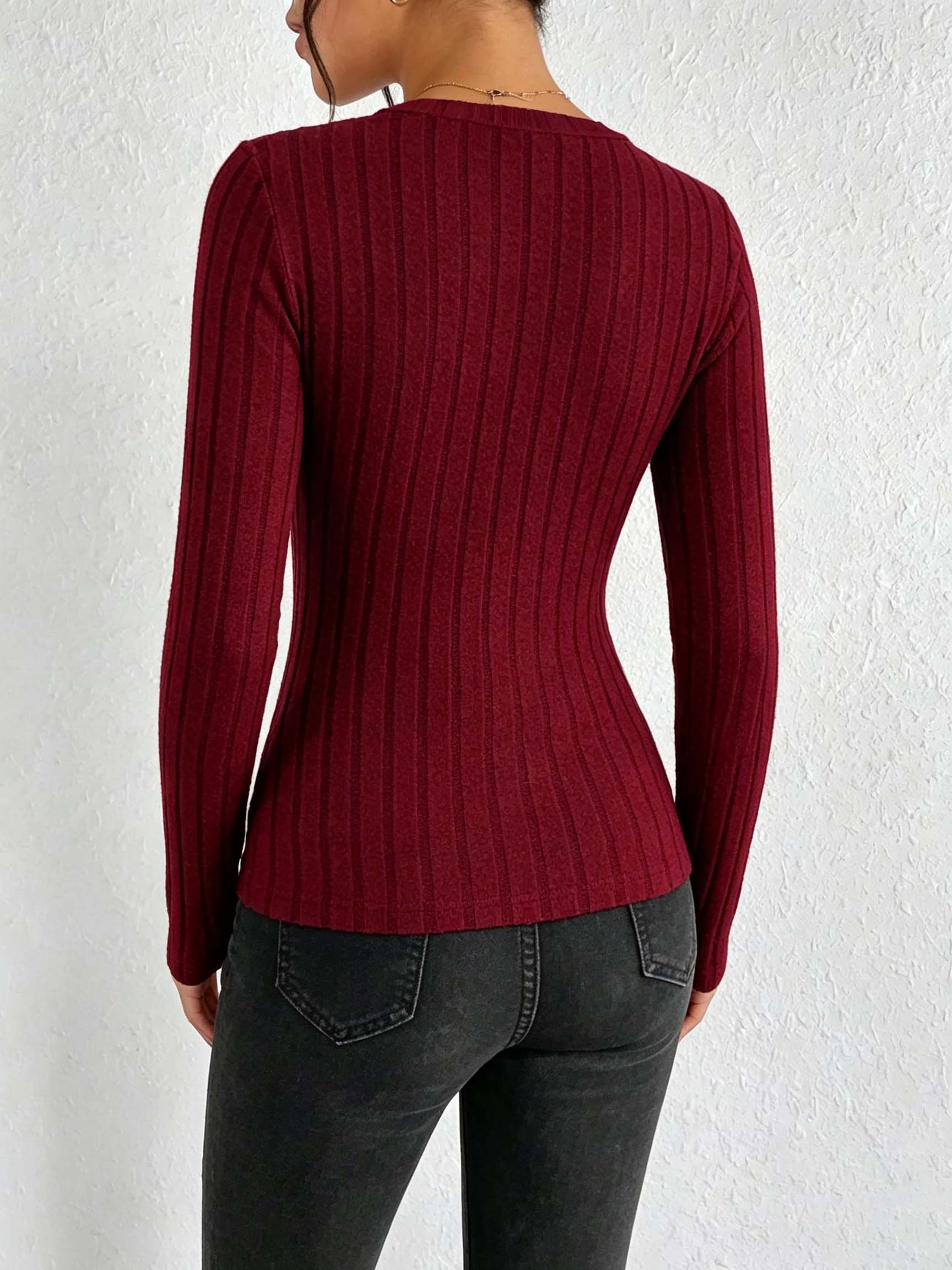 Women Solid V‑Neck Ribbed Knit - огляд і ціна Winter Clothing For Women