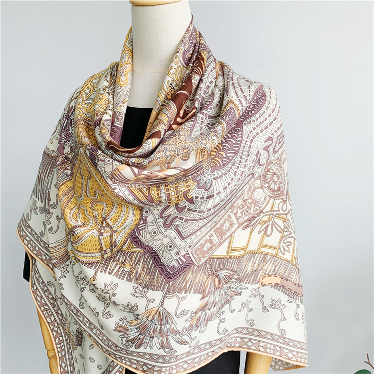 Silk Wool Scarf 135CM Luxury D - огляд і ціна Winter Clothing Hong Kong